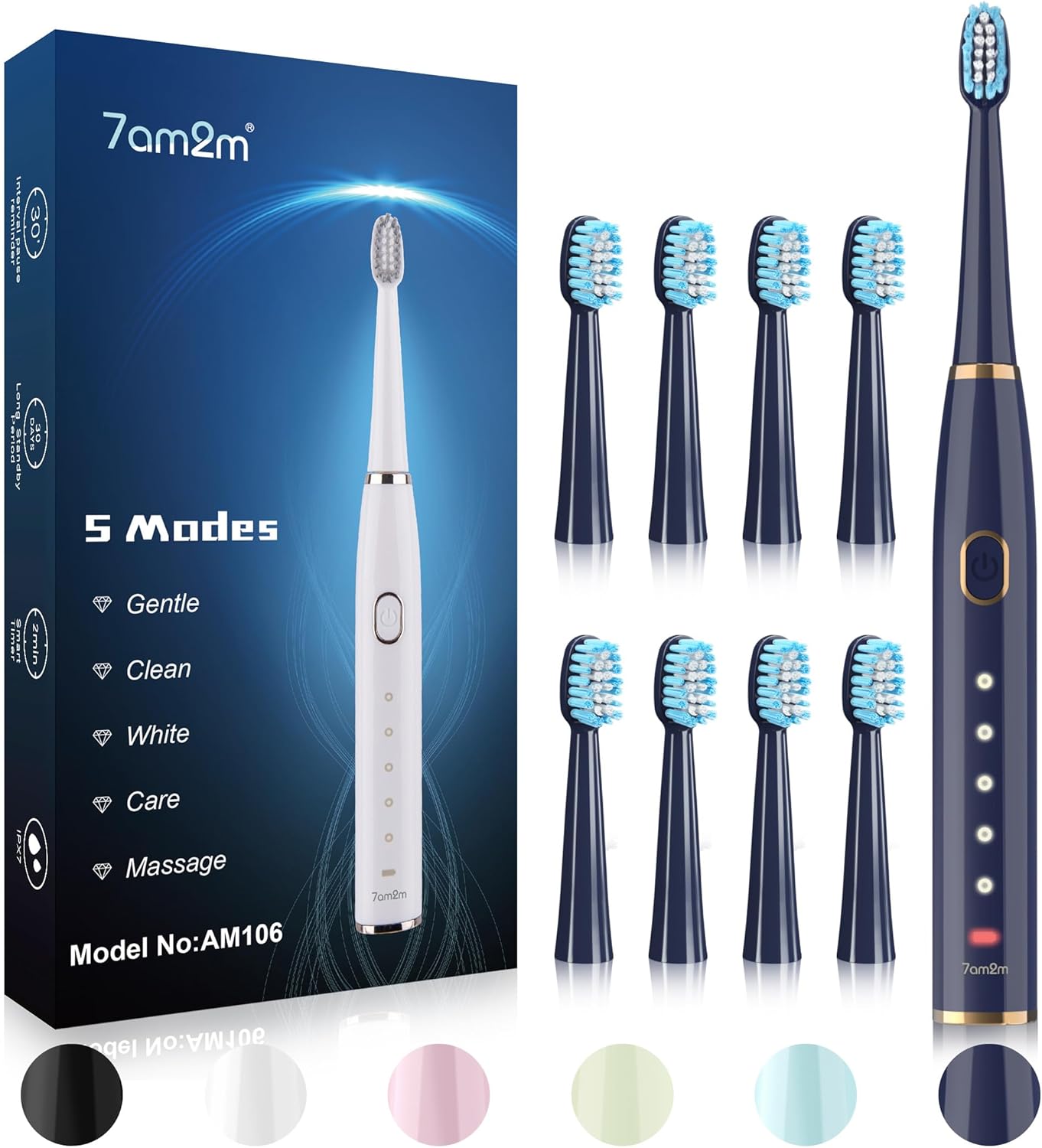 7AM2M Sonic Electric Toothbrush for Adults and Kids- High Power Rechargeable Too...