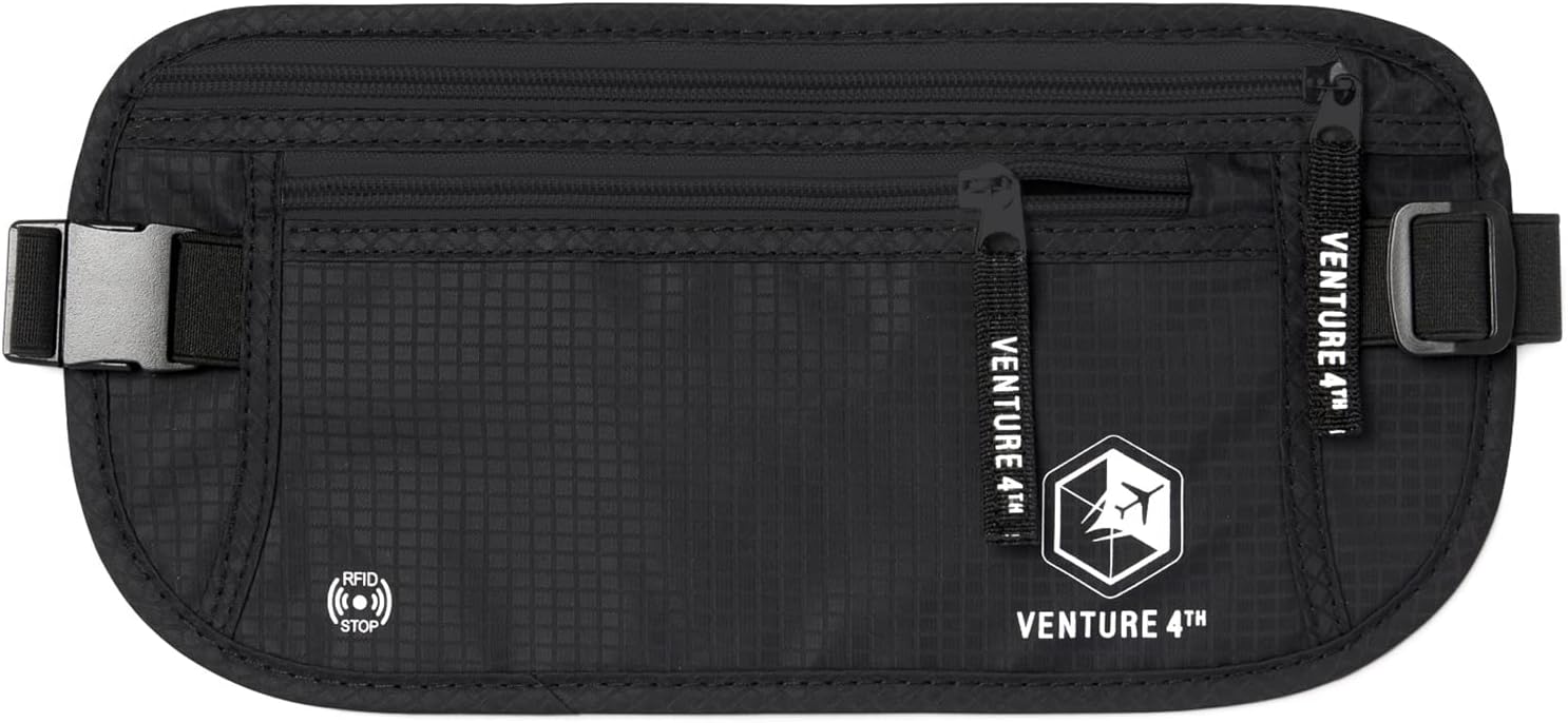 VENTURE 4TH Travel Money Belt - Slim Passport Holder RFID Blocking Travel Pouch...
