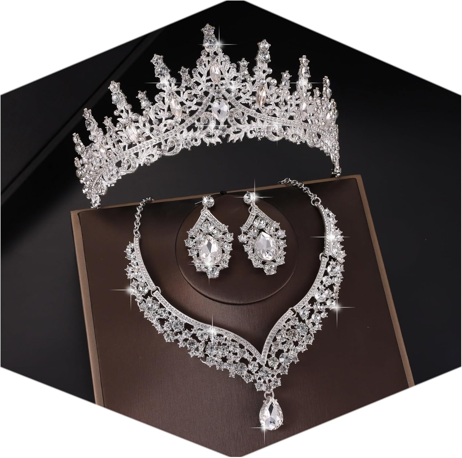 Kamirola Tiaras and Crowns for Women,Tiaras Earrings Necklace, Crystal Bridal Je...