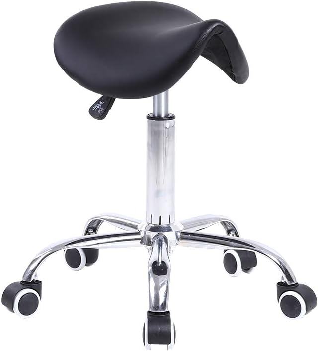 KKTONER Rolling Saddle Stool, Innovative Swivel Adjustable Rolling Stool for Sal...