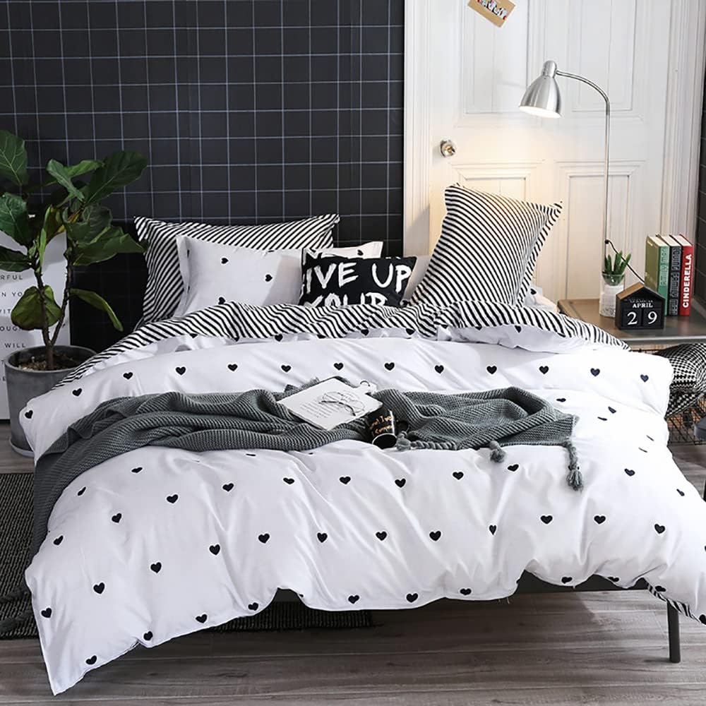 Michorinee King Size Duvet Cover Set, Special Heart Print Reversible Bedding Set...