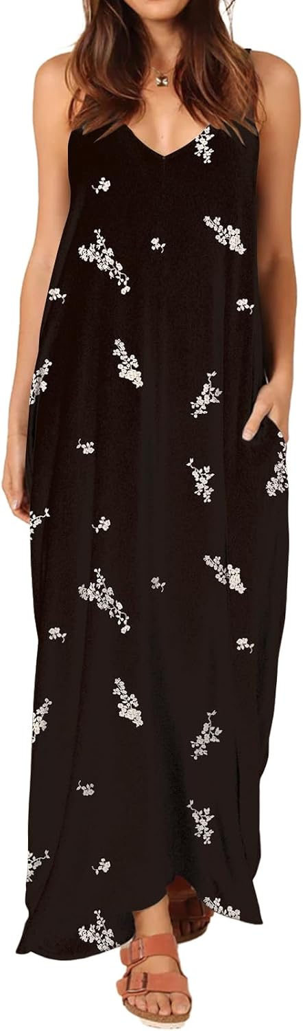 Poetsky Women’s Sundress, Special V Neck Sleeveless Beach Dress, Innovative Flow...