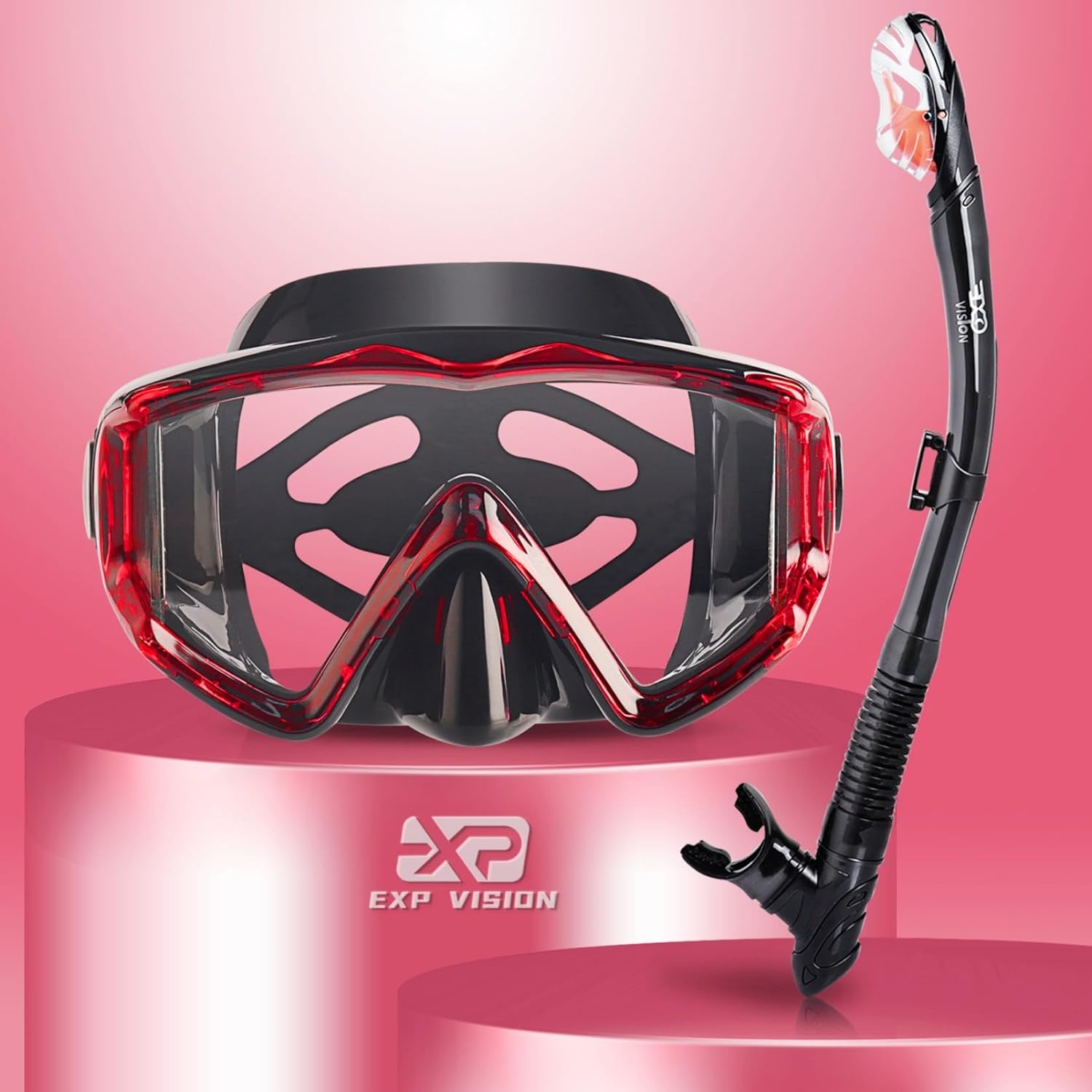 Snorkel Set Pano 3 Window, Professional Snorkeling Gear with Anti-Fog Diving Mas...