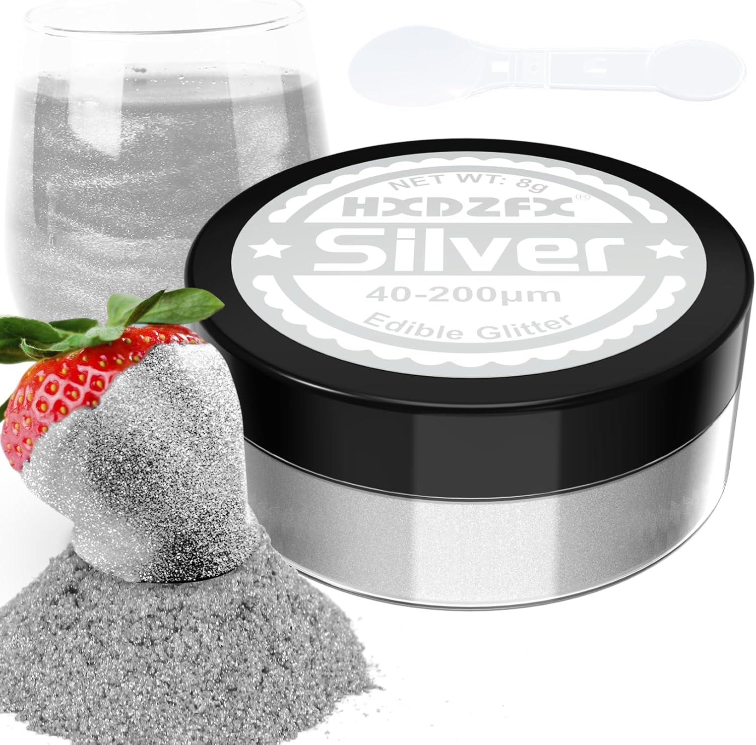 Silver Edible Glitter - 100% Edible Glitter for Drinks, Cake Decorations, Chocol...