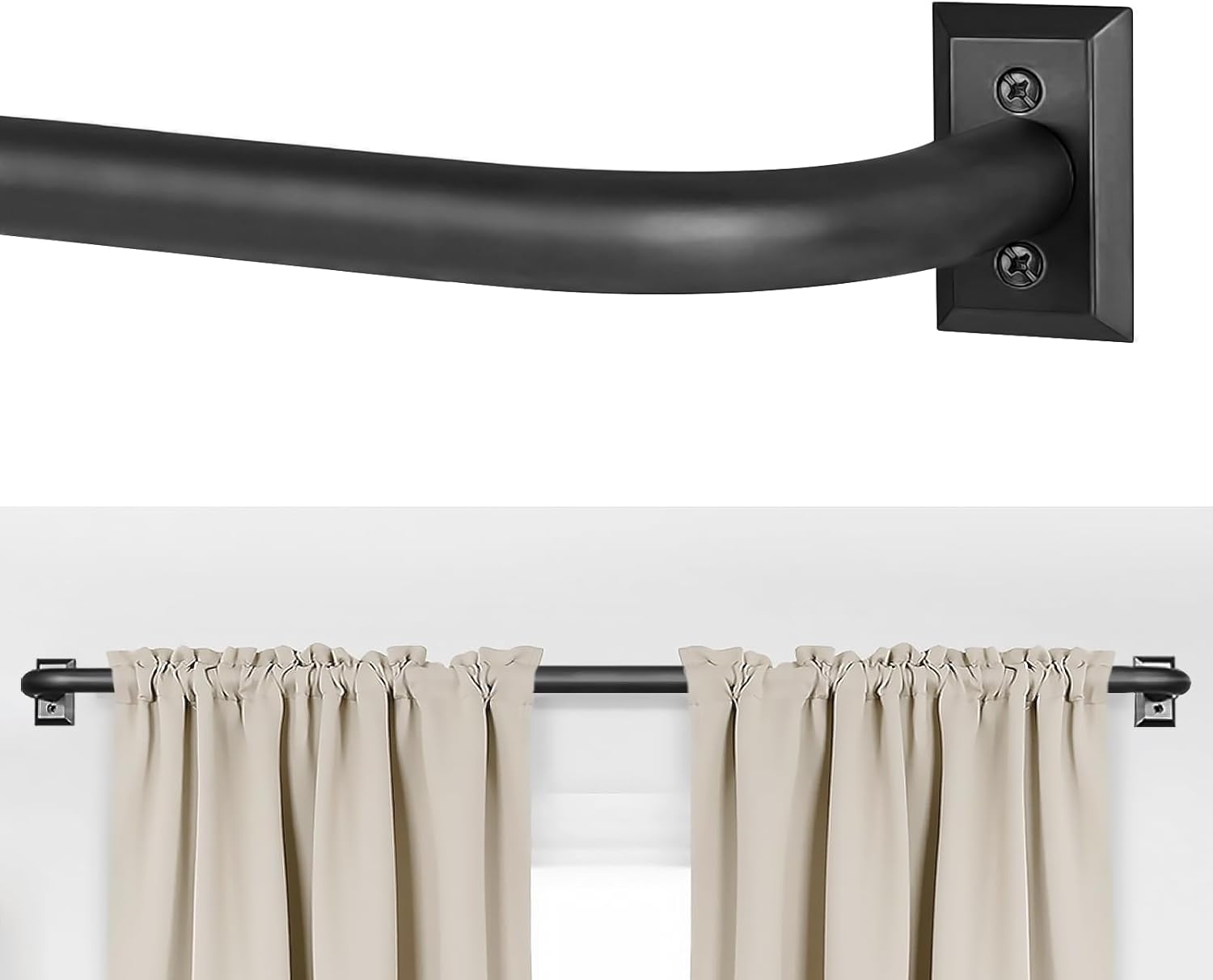 Black Curtain Rods, Room Darkening Curtain Rods for Windows 48 to 90 Inches(4-7....