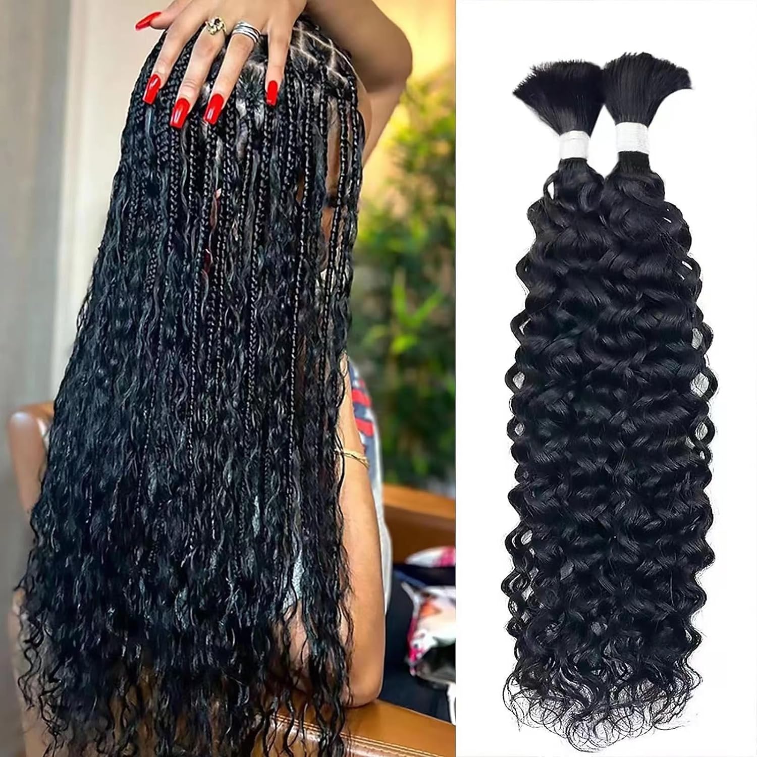 18 Inch Water Wave Bulk Human Hair for Braiding No Weft Curly Human Hair Braidin...
