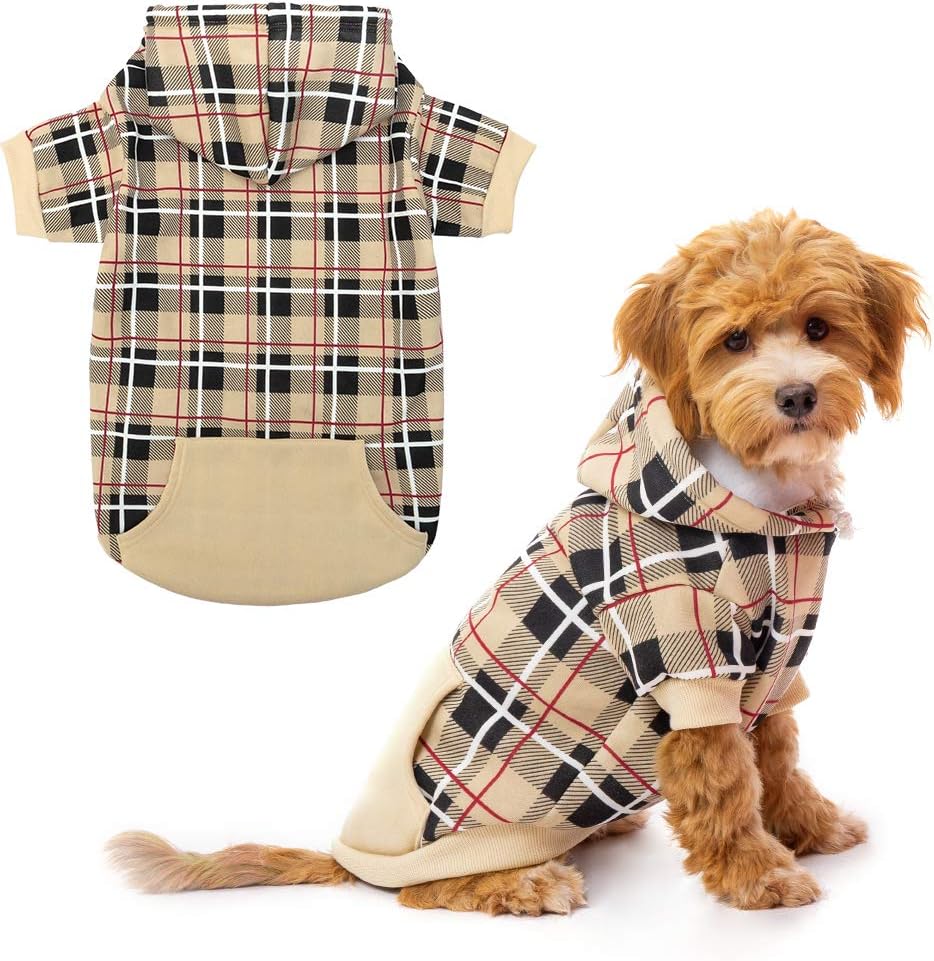 EXPAWLORER Plaid Dog Hoodie, Special Dog Sweater with British Style, Innovative...