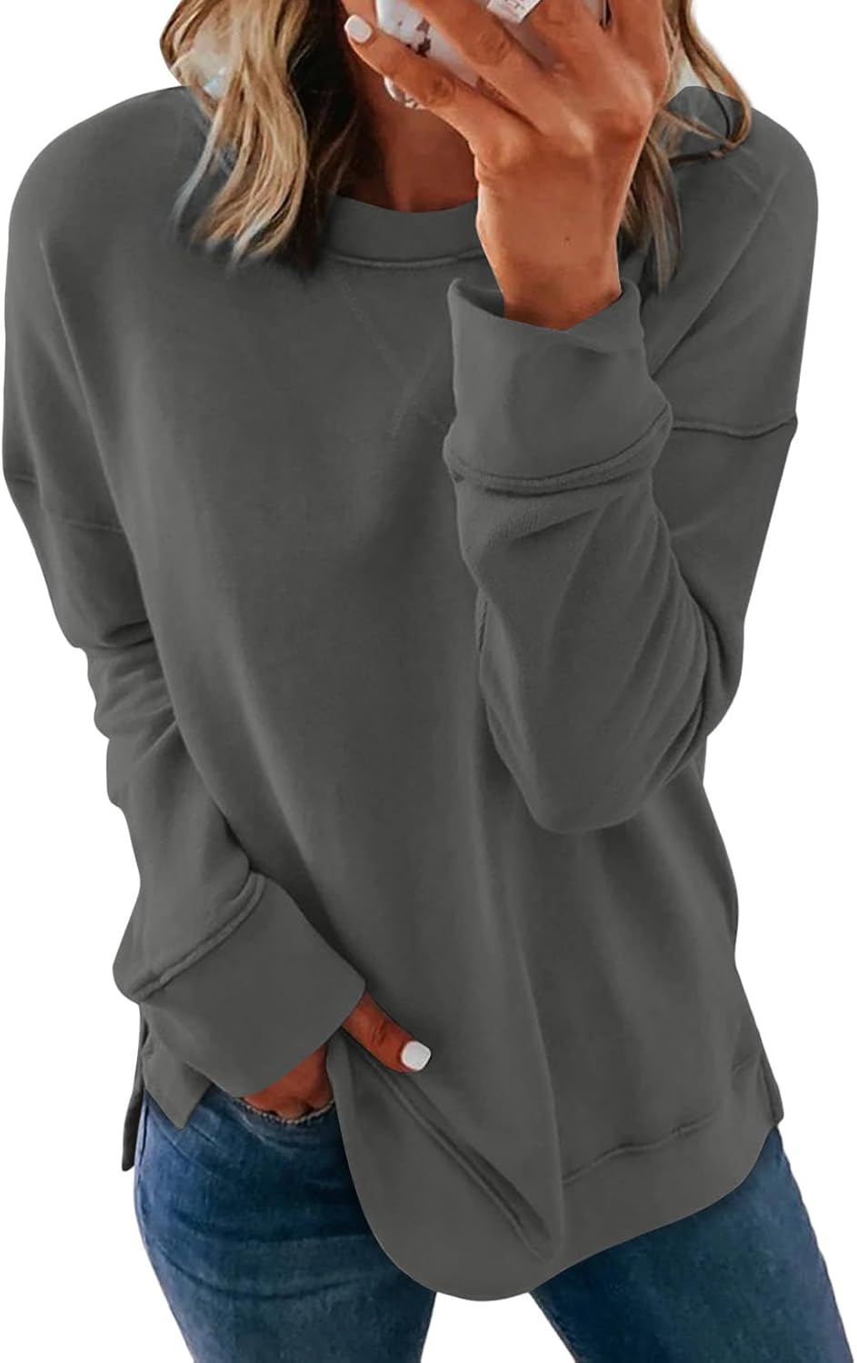 Dokotoo Women's Casual Crew Neck Sweatshirt, Special Loose Soft Long Sleeve Pull...
