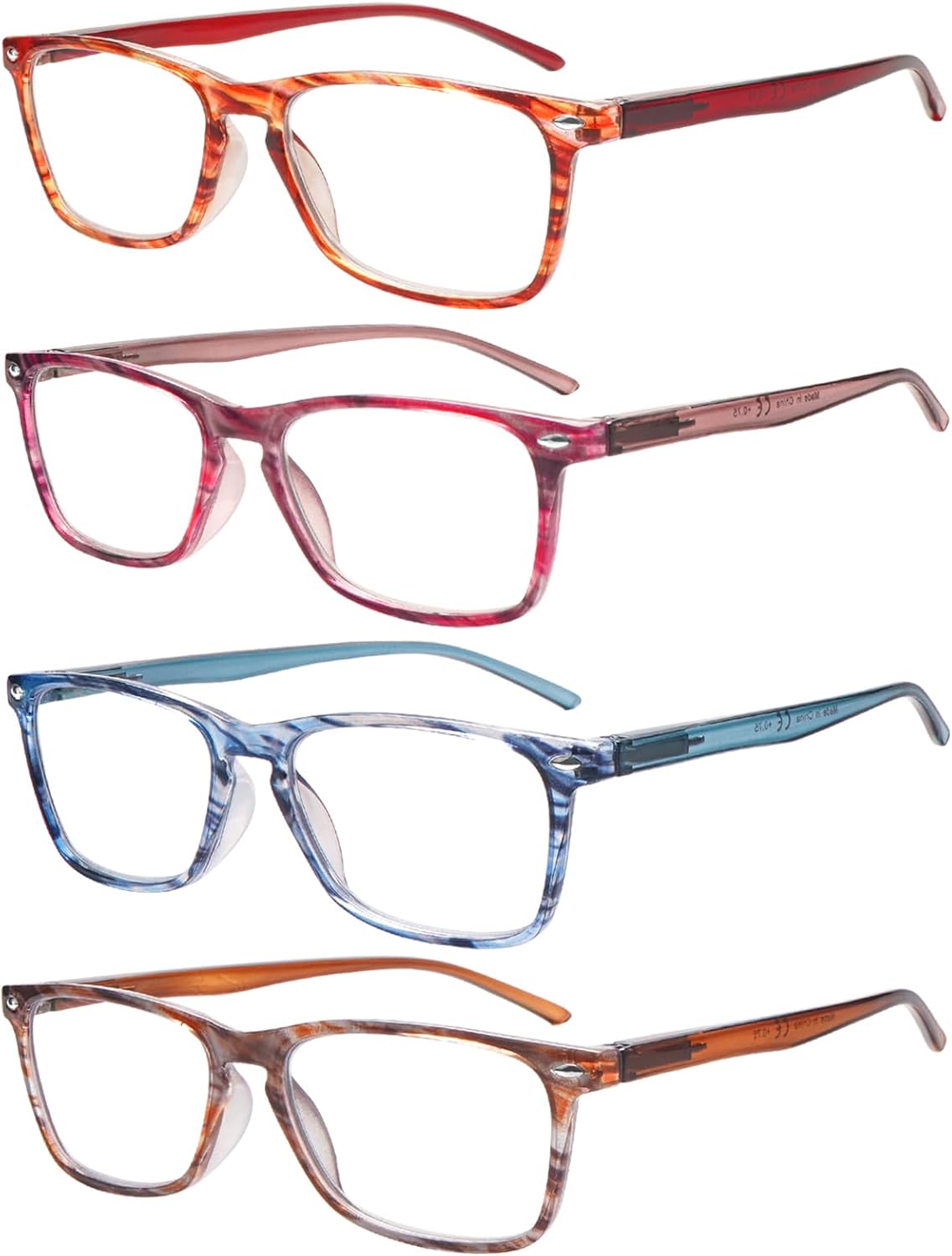 ZONLON 4 Pack Ladies Reading Glasses Blue Light Blocking, Anti Glare Stylish Spr...