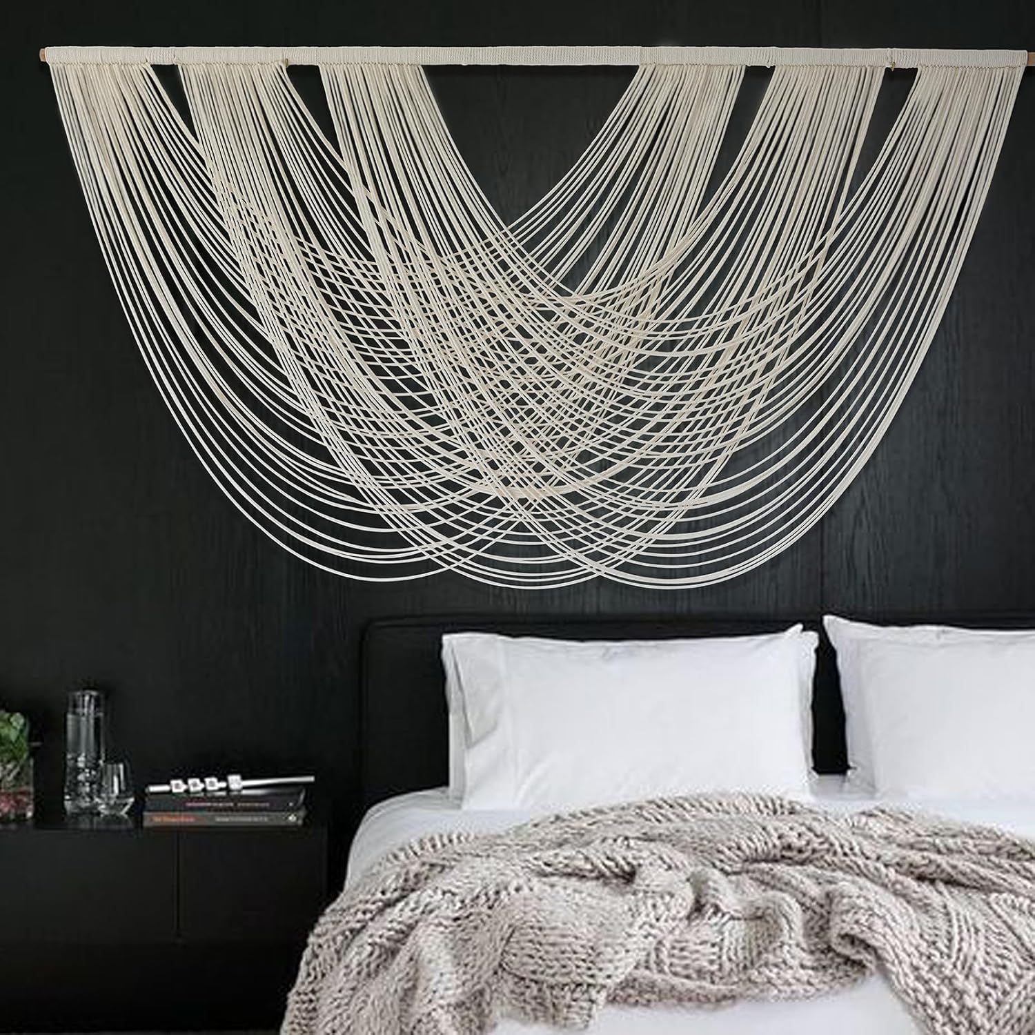 Flber Macrame Wall Hanging Large 57.00" W x 31.00" L Macrame Wall Decor Large Ya...