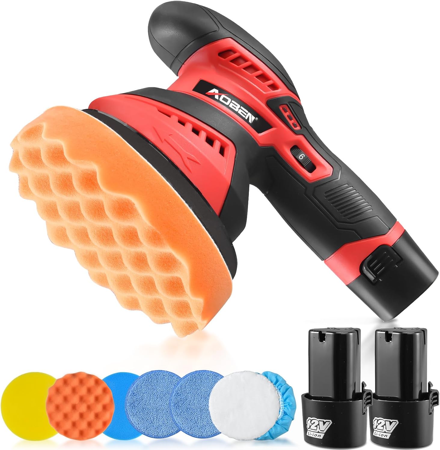 AOBEN Cordless Buffer Polisher,2 X 2000mAh Batteries,Car Polisher Kit with 6 Var...
