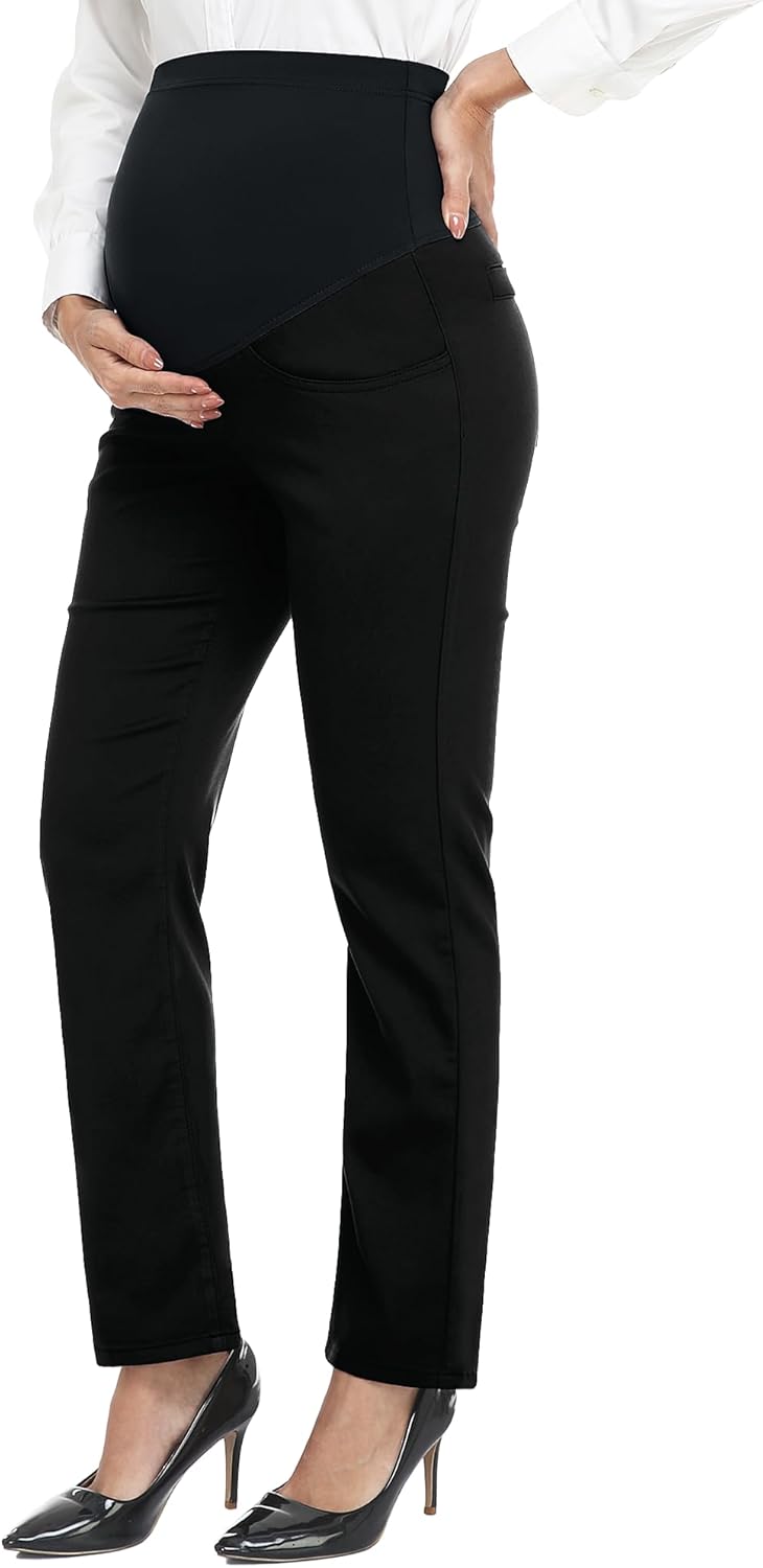 PACBREEZE Women's Maternity Pants for Work Over-Bump Pregnancy Casual Stretchy S...