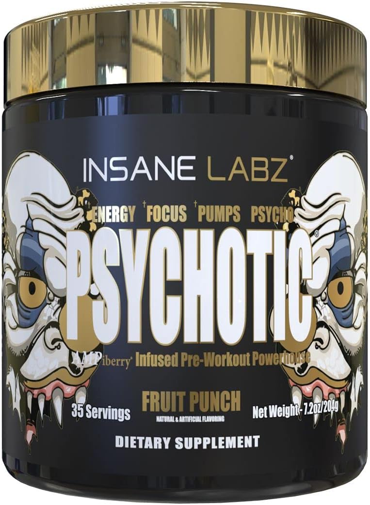 Insane Labz Psychotic Gold, High Stimulant Pre Workout Powder, Extreme Lasting E...