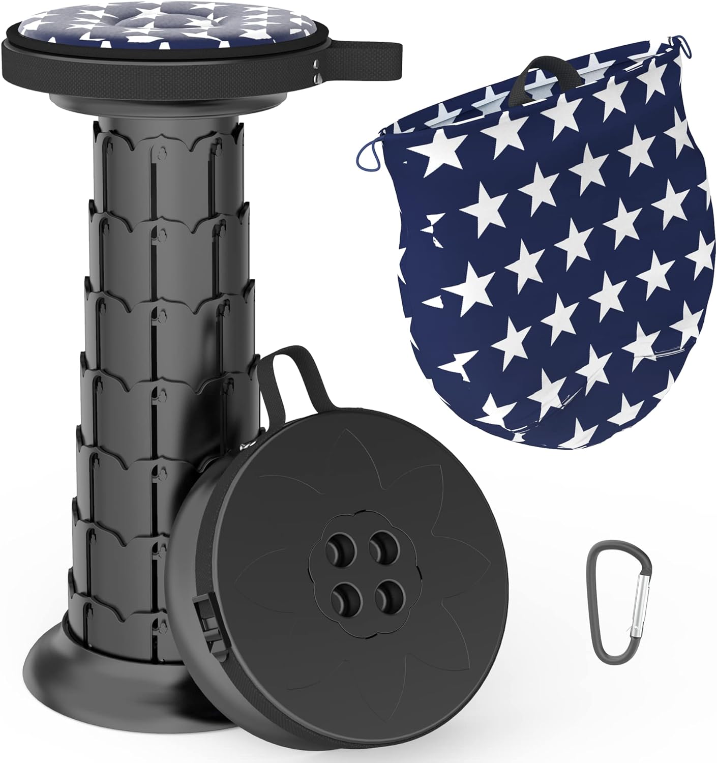ALEVMOOM 20.4“Portable Telescopic Stool with Cushion, Collapsible Stool Retracta...