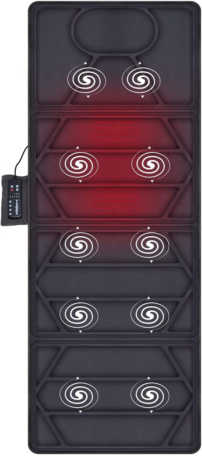 Snailax Massage Mat with Heat, Back Massage Pad, 10 Motors Vibrating Massage Mat...