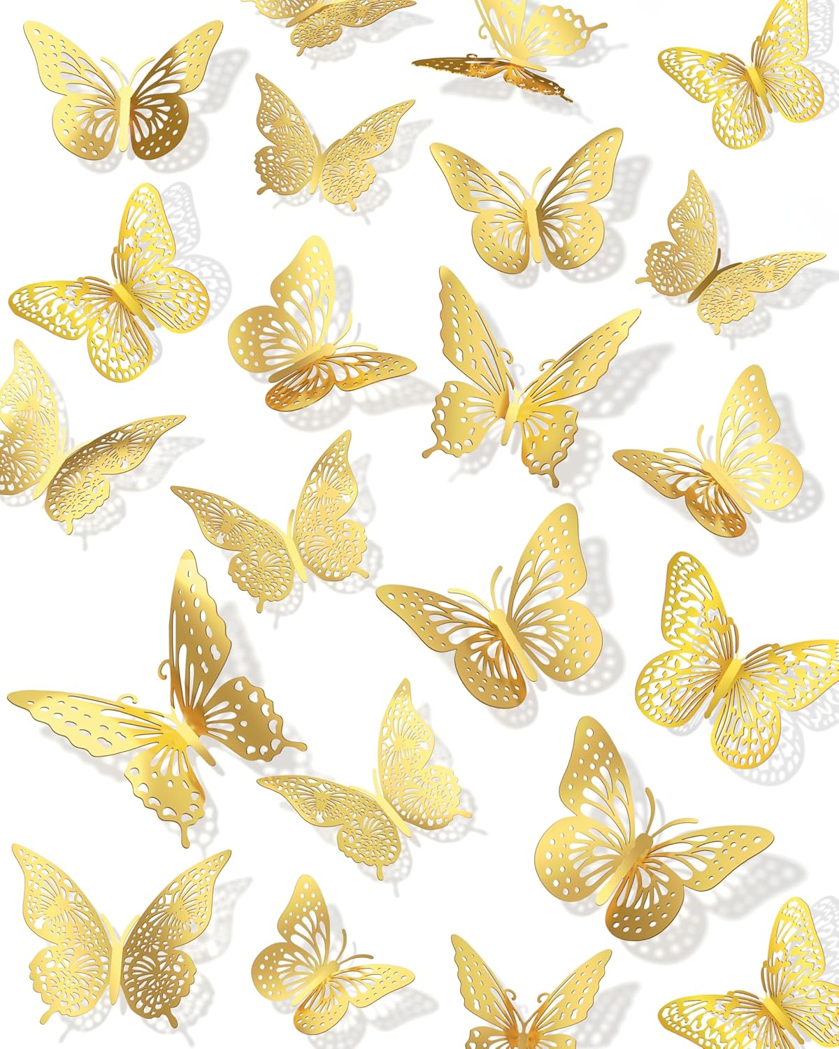 72Pcs 3D Butterfly Wall Decor, Special Gold Butterfly Fathers Day Decorations, I...