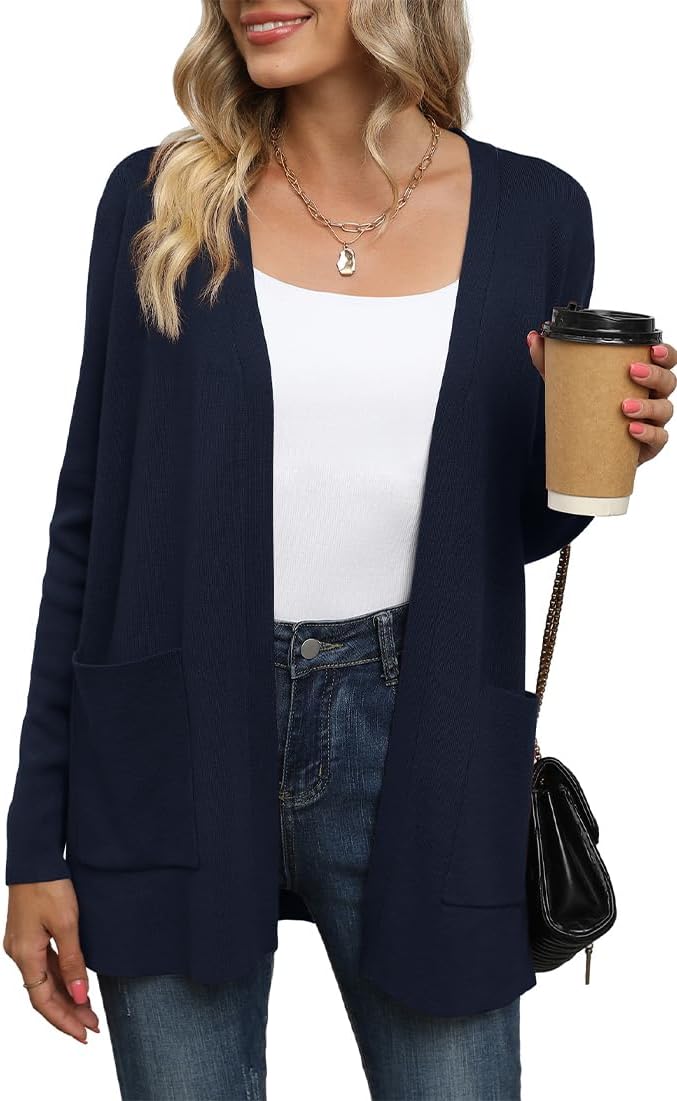 Yommay Cardigan for Women Loose Casual Lightweight Ladies Long Sleeve V-Neck Kni...