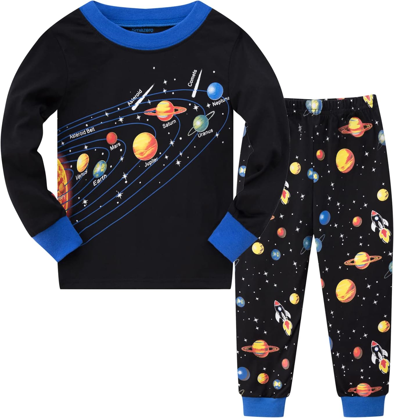 Boys Pyjamas Sets Solar System Space Pyjamas Cotton Long Sleeve Christmas Pjs 2...
