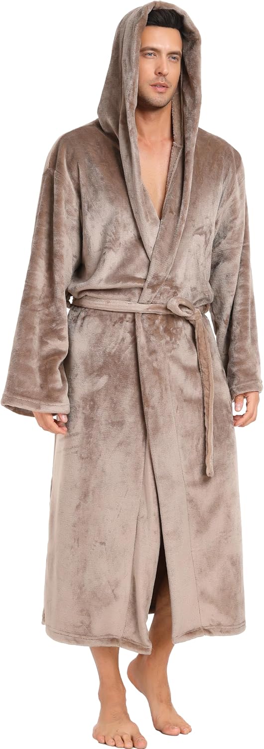 Vlazom Men Dressing Gown, Special Hooded Warm Robes, Innovative Flannel Soft Bat...