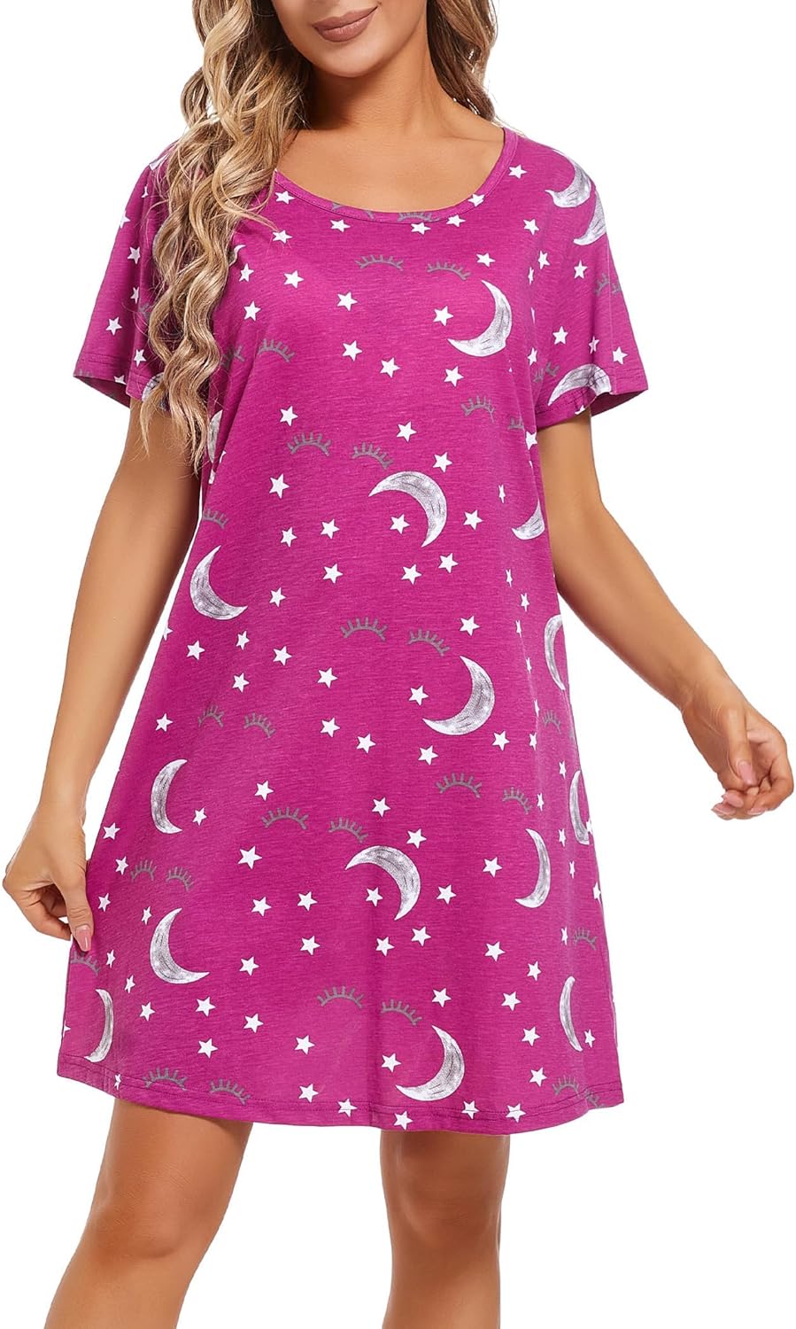ENJOYNIGHT Womens Nightgowns Cotton Sleepwear Plus Size Sleep Shirt Short Sleeve...