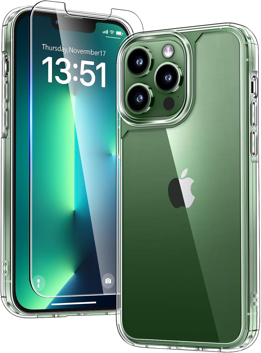 TAURI 3 in 1 for iPhone 13 Pro Max Case Clear, with 2X Screen Protector, [Not Ye...