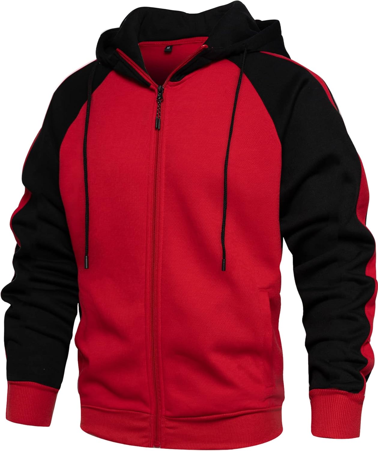 Zip Up Hoodie, Special Mens Hooded Jacket, Innovative Patchwork Long Sleeve Flee...