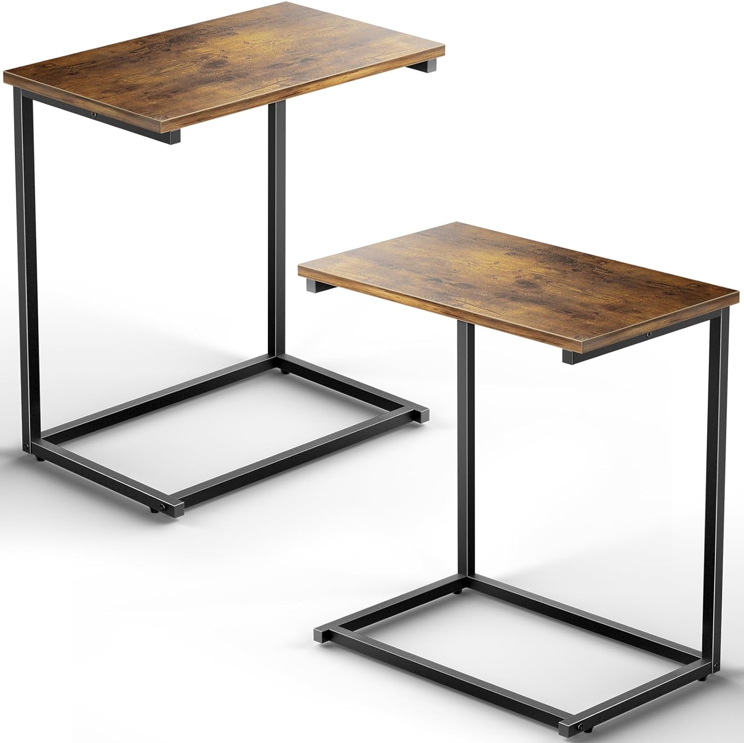 Pipishell C Shaped End Table Set of 2, Side Table for Couch Slide Under, C Table...