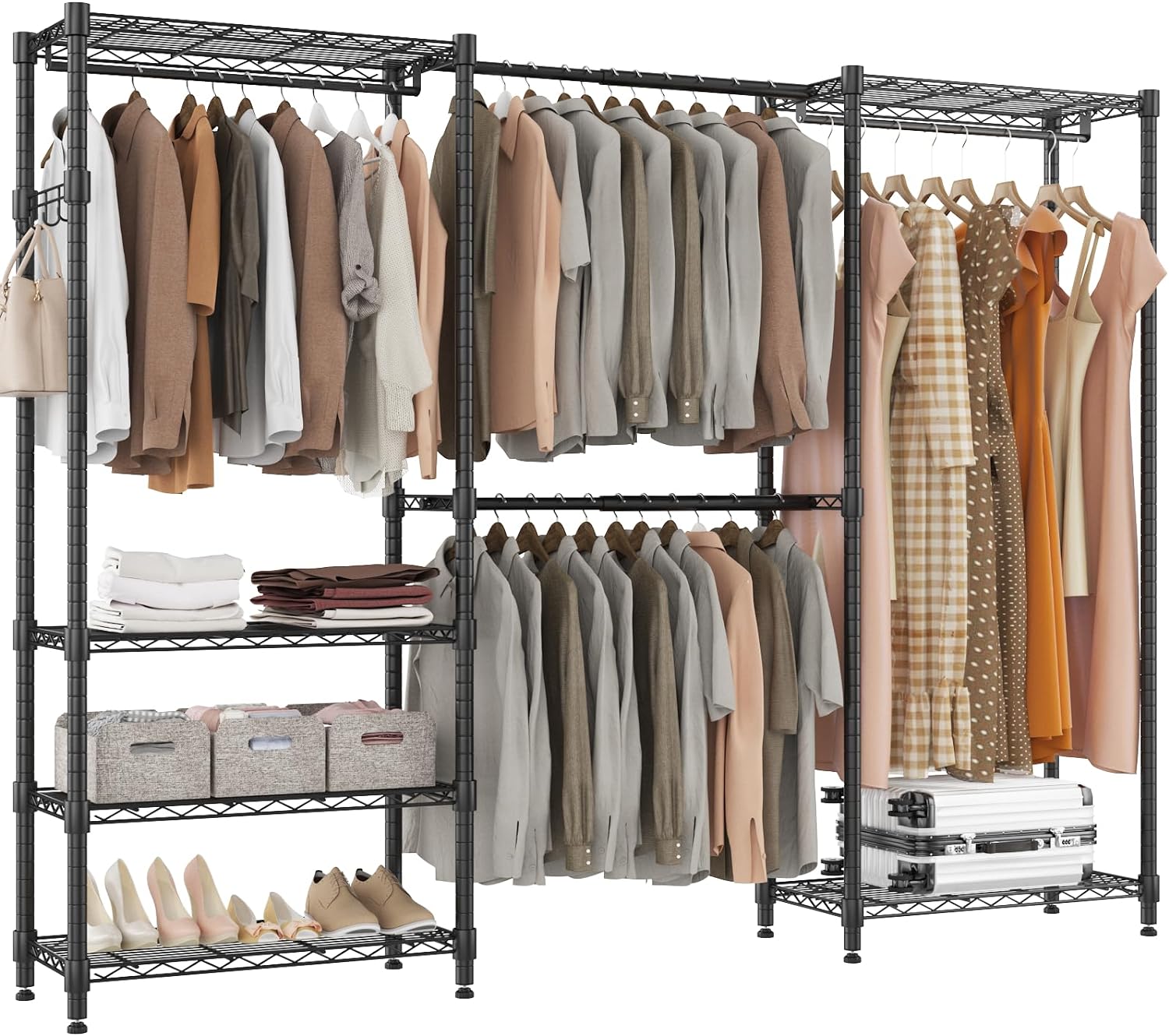 BATHWA Wardrobe Rack, Special Freestanding Closet Organizer, High-Quality Metal...