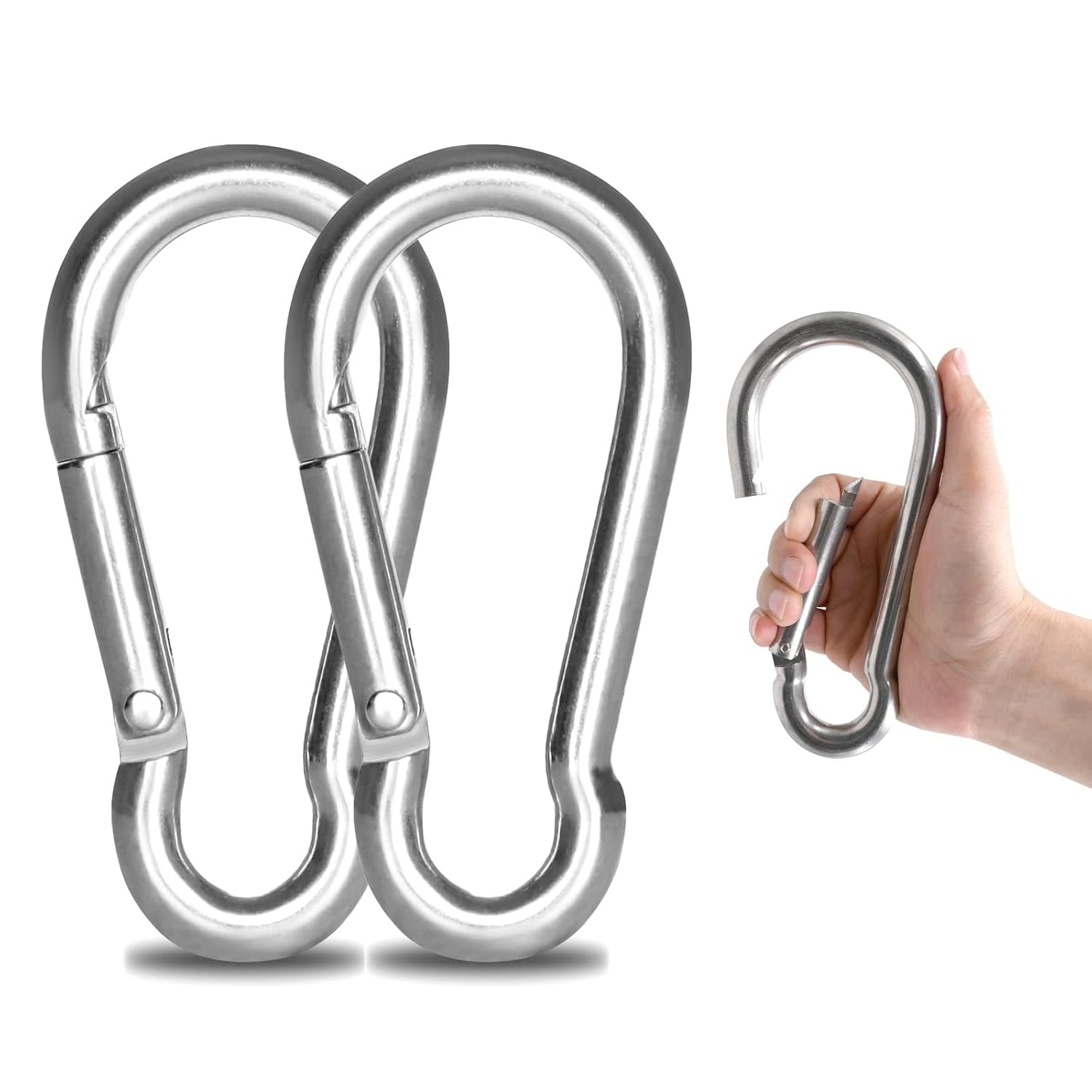KINLINK 2 Pack 304 Stainless Steel Carabiner Clip, Special Heavy Duty Spring Sna...
