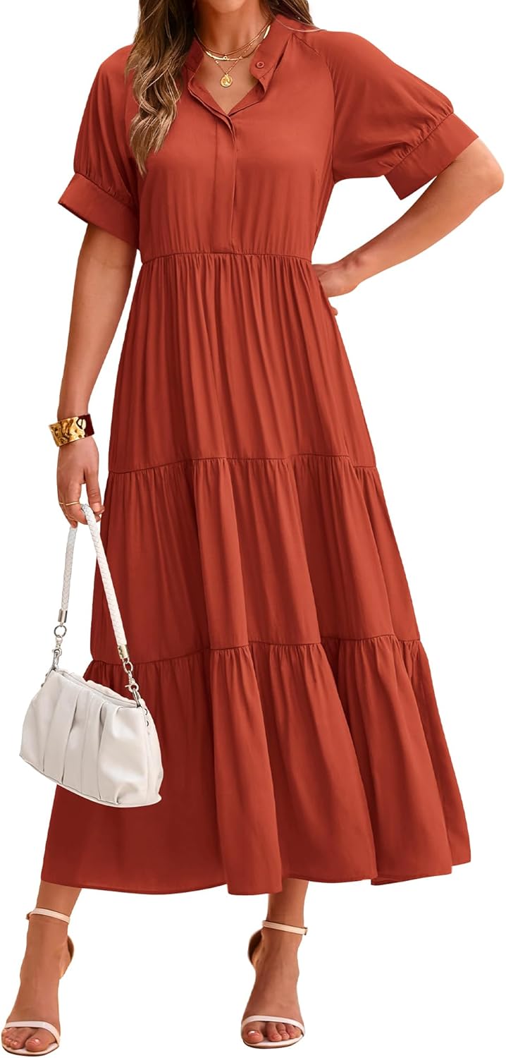 dowerme Women's Summer Dress, Special Casual Short Sleeve Button Dress, Innovati...