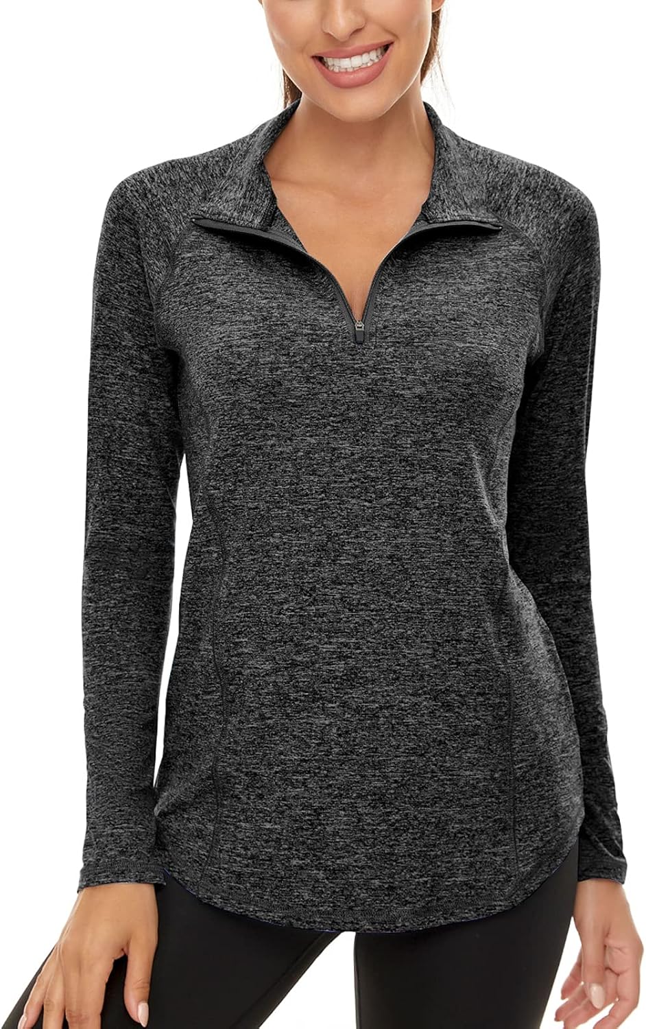 Akiooue Womens Long Sleeve UPF 50+ Running Tops 1/4 Zip Gym Sports Workout Cycli...