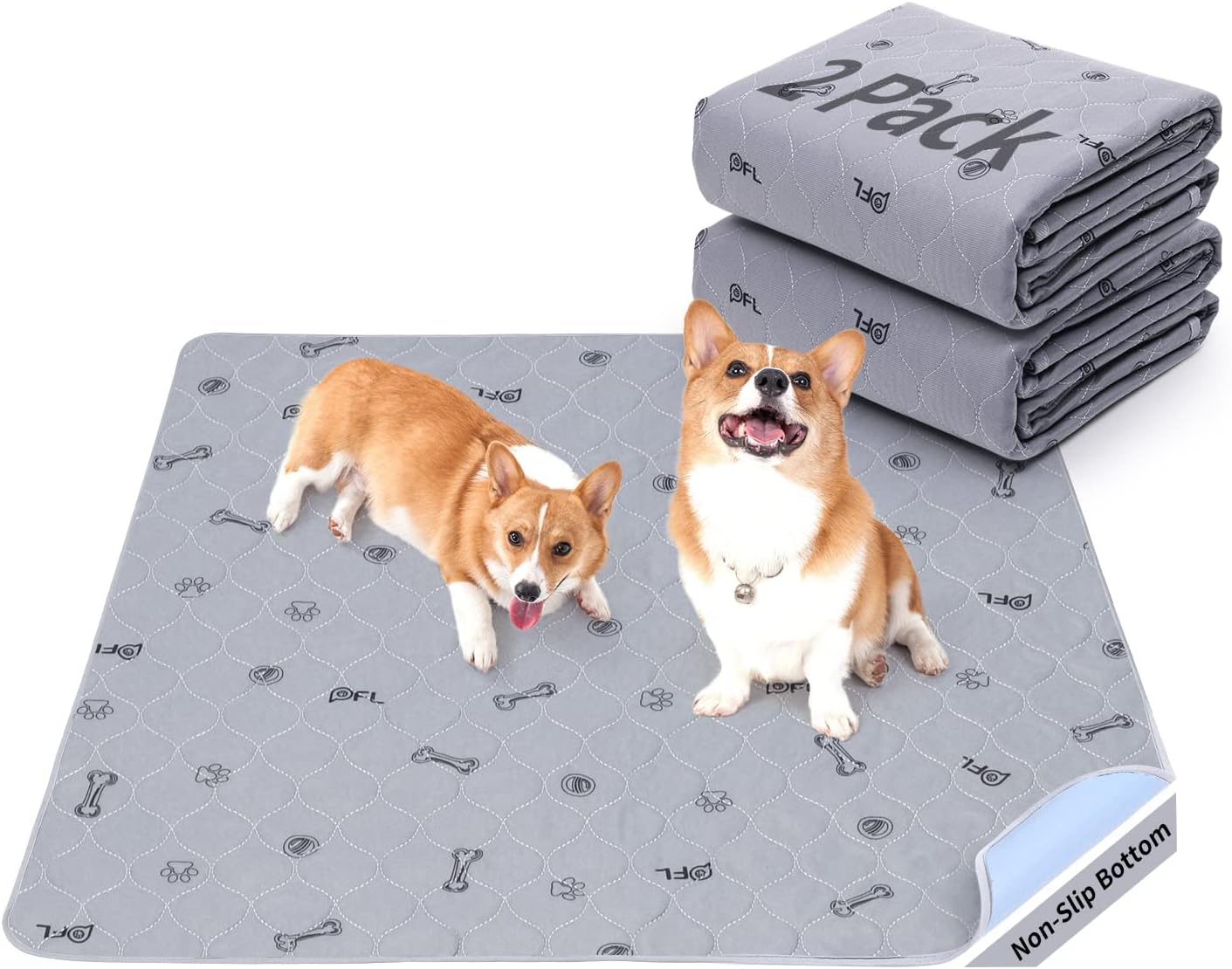 Washable Pee Pads for Dogs, 2Pack Puppy Pads Washa...