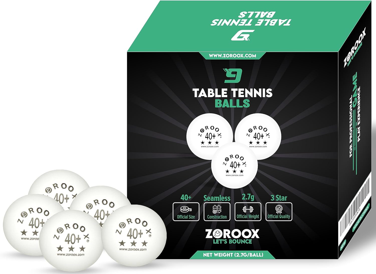 ZOROOOX High-Performance Ping Pong Balls, Special 3-Star Table Tennis Balls - Pa...