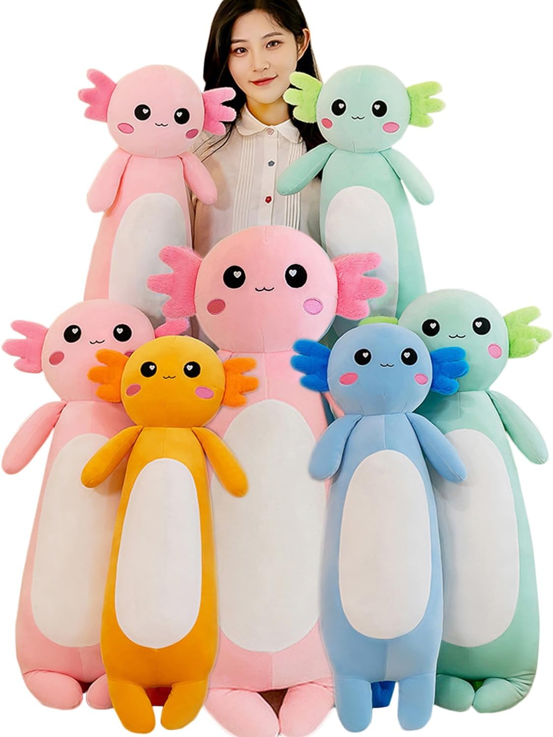 Kekeso Long Axolotl Plush Pillow,Axolotl Stuffed Animal for Girls and Boys Salam...
