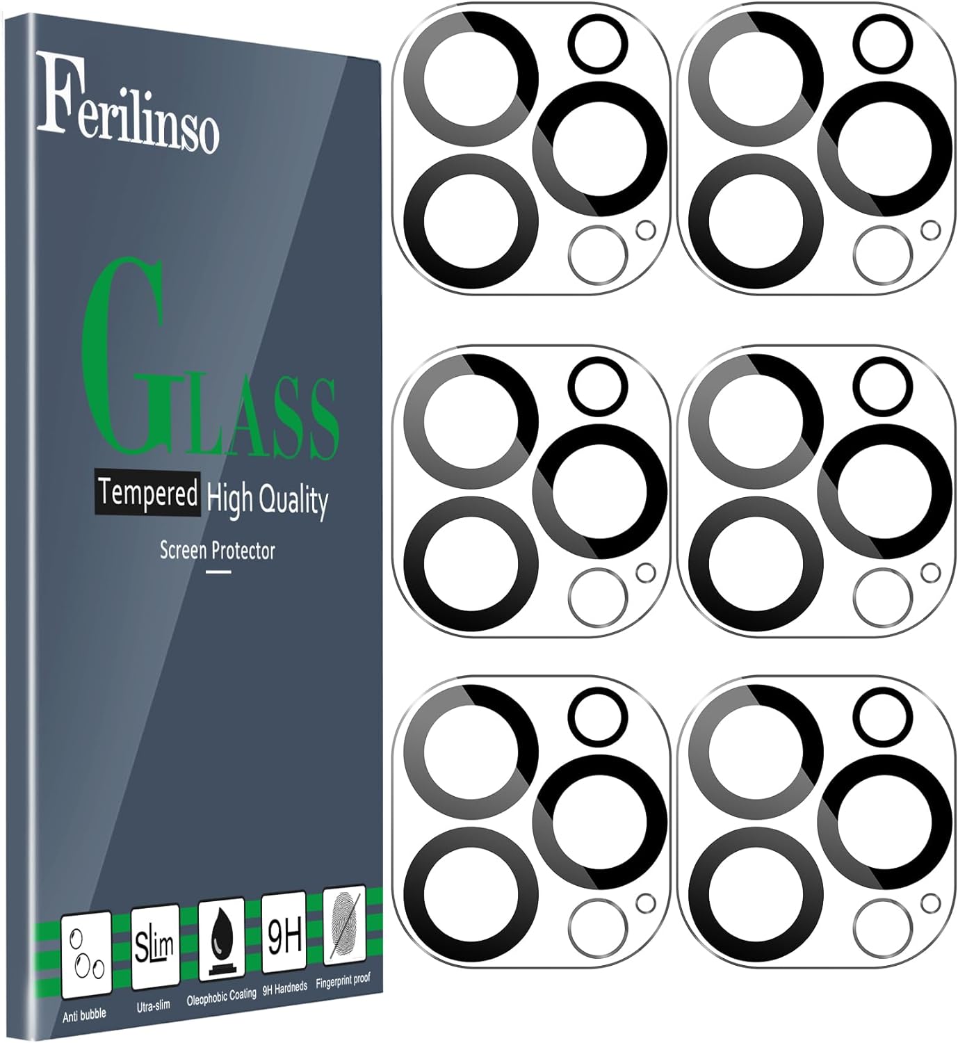 Ferilinso [6 Pack] Camera Lens Protector for iPhone 14 Pro Max iPhone 15 Pro Max...