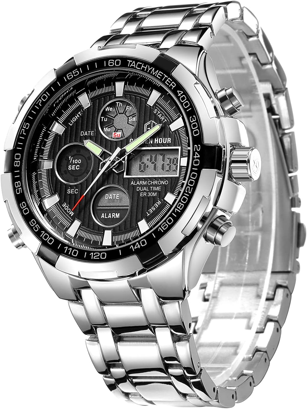 GOLDEN HOUR Timepiece, Special Stainless Steel Analog Digital Watches for Men, I...