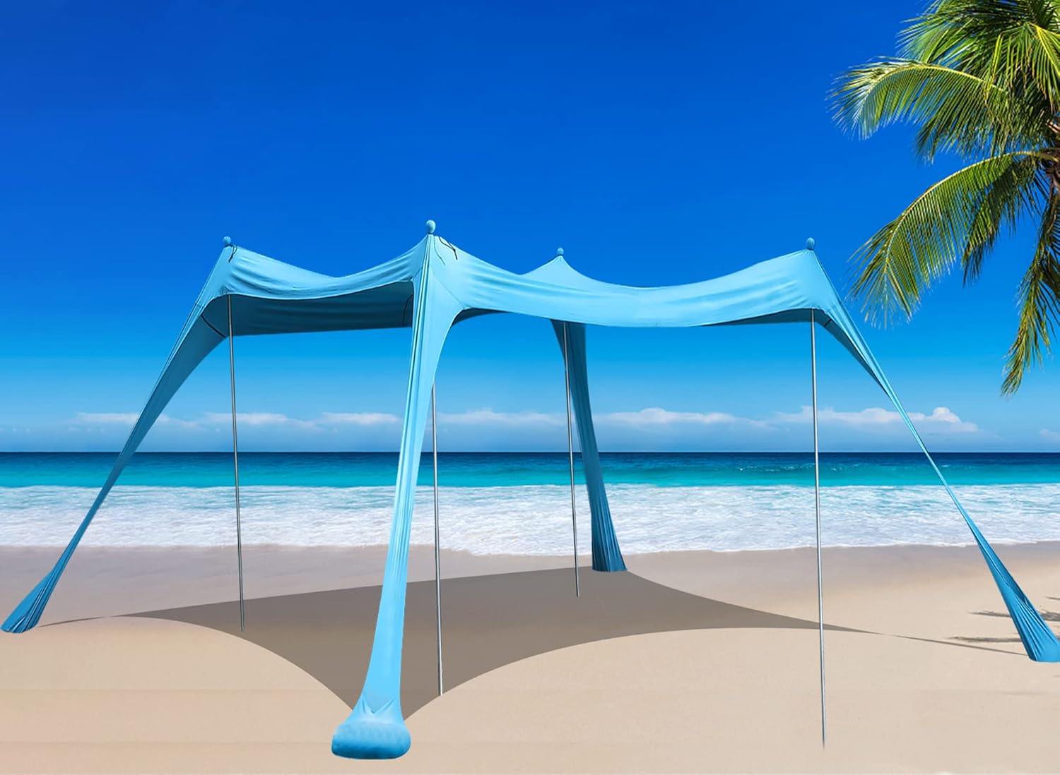 BOTINDO Family Beach Tent Canopy Sun Shade, Pop Up Grande Beach Tent Sun Shelter...