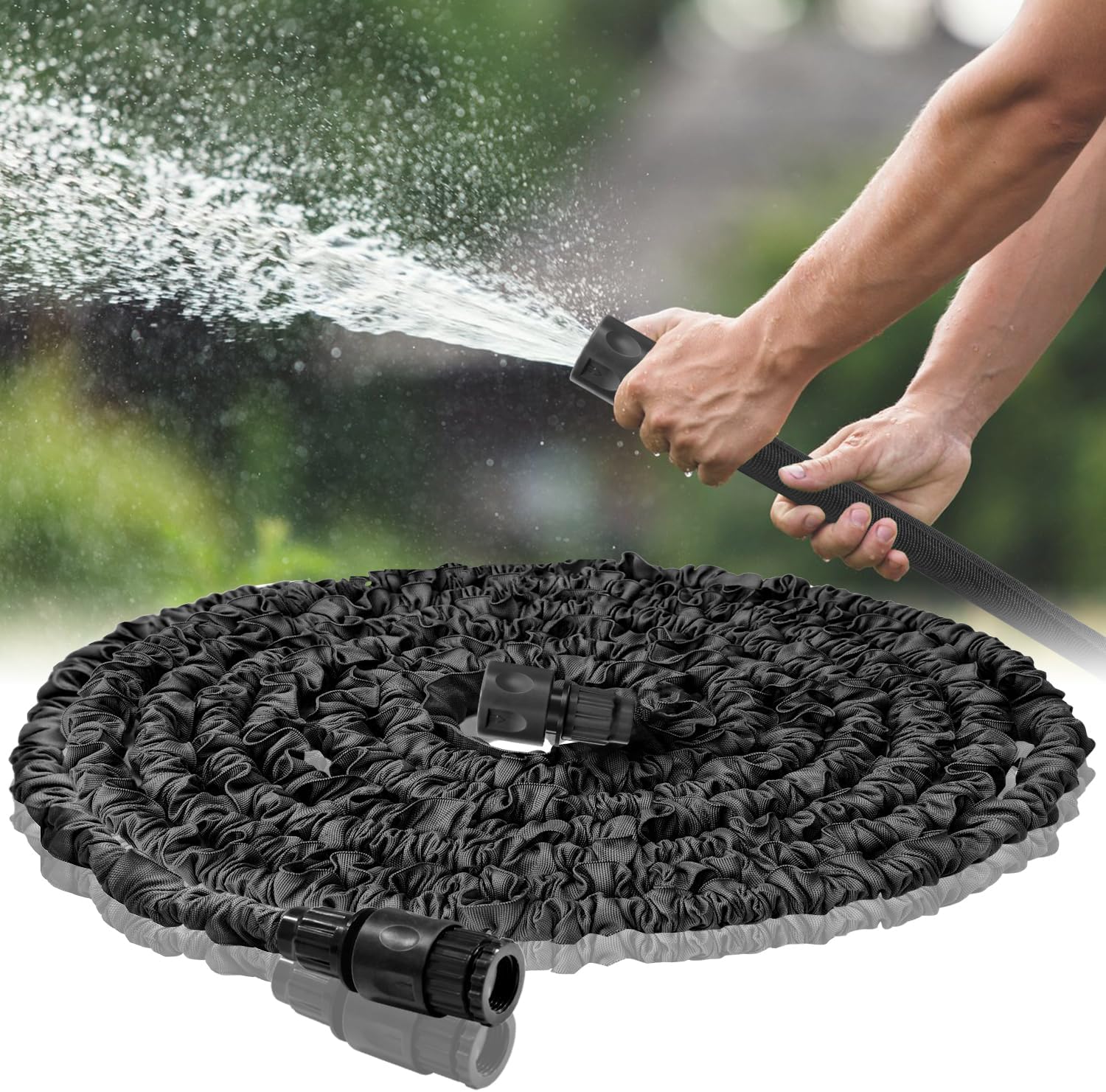 Expandable Garden Hose Pipe 100ft -Flexible Garden Hoses with 3 Layer Latex Core...