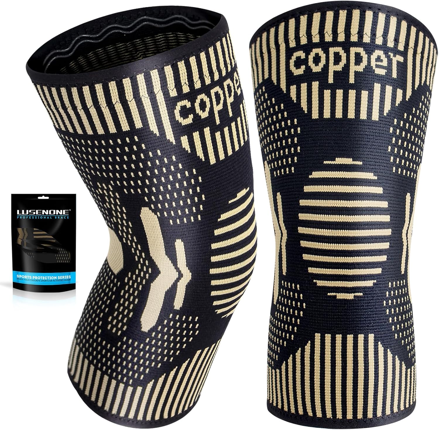 2 Pack Copper Knee Support for Women/Men - Knee Brace Compression Sleeve, Best K...