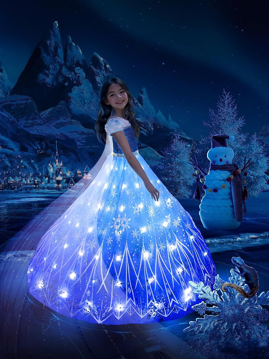 UPORPOR Princess Costumes, Special Light Up Snow Princess Dress Up for Girls, In...