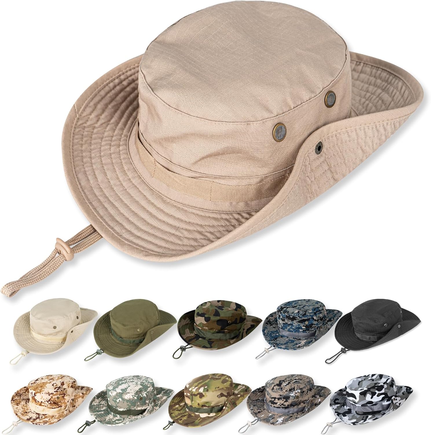 Sun Hats for Men Women Bucket Hat UPF 50+ UV Protection Boonie Hat for Safari Fi...