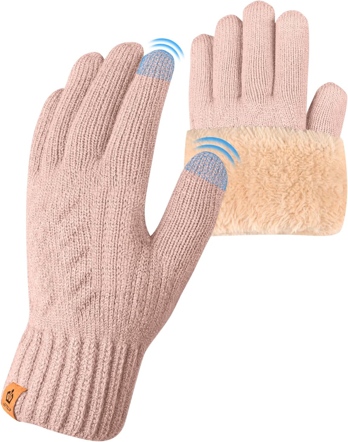 ARFNKIM Winter Thermal Gloves - Fleece Lining Touch Screen Knit Stretchy Warm Gl...