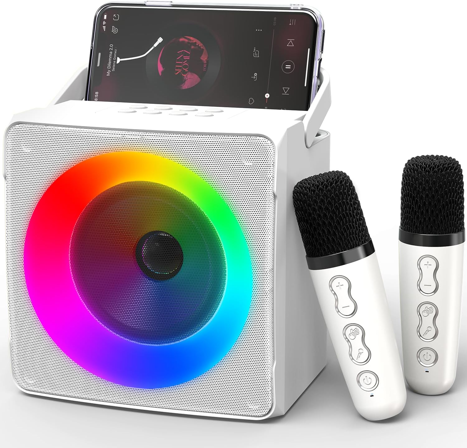Ankuka Karaoke Machine with 2 Wireless Microphones, Portable Bluetooth Karaoke S...