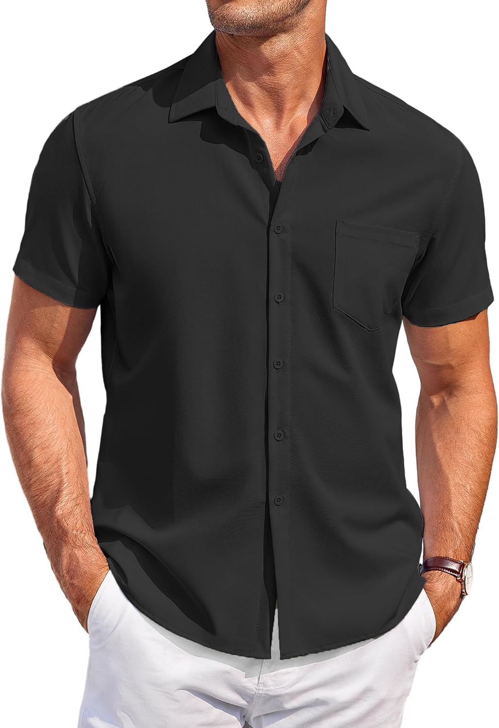 COOFANDY Men's Short Sleeve Shirt, Special Casual Shirt with Button Down Design,...