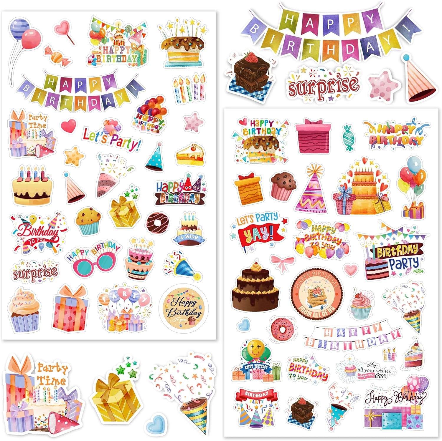 LINAYE Stickers, Unique 24 Sheets Happy Birthday Stickers for Kids and Adults, H...