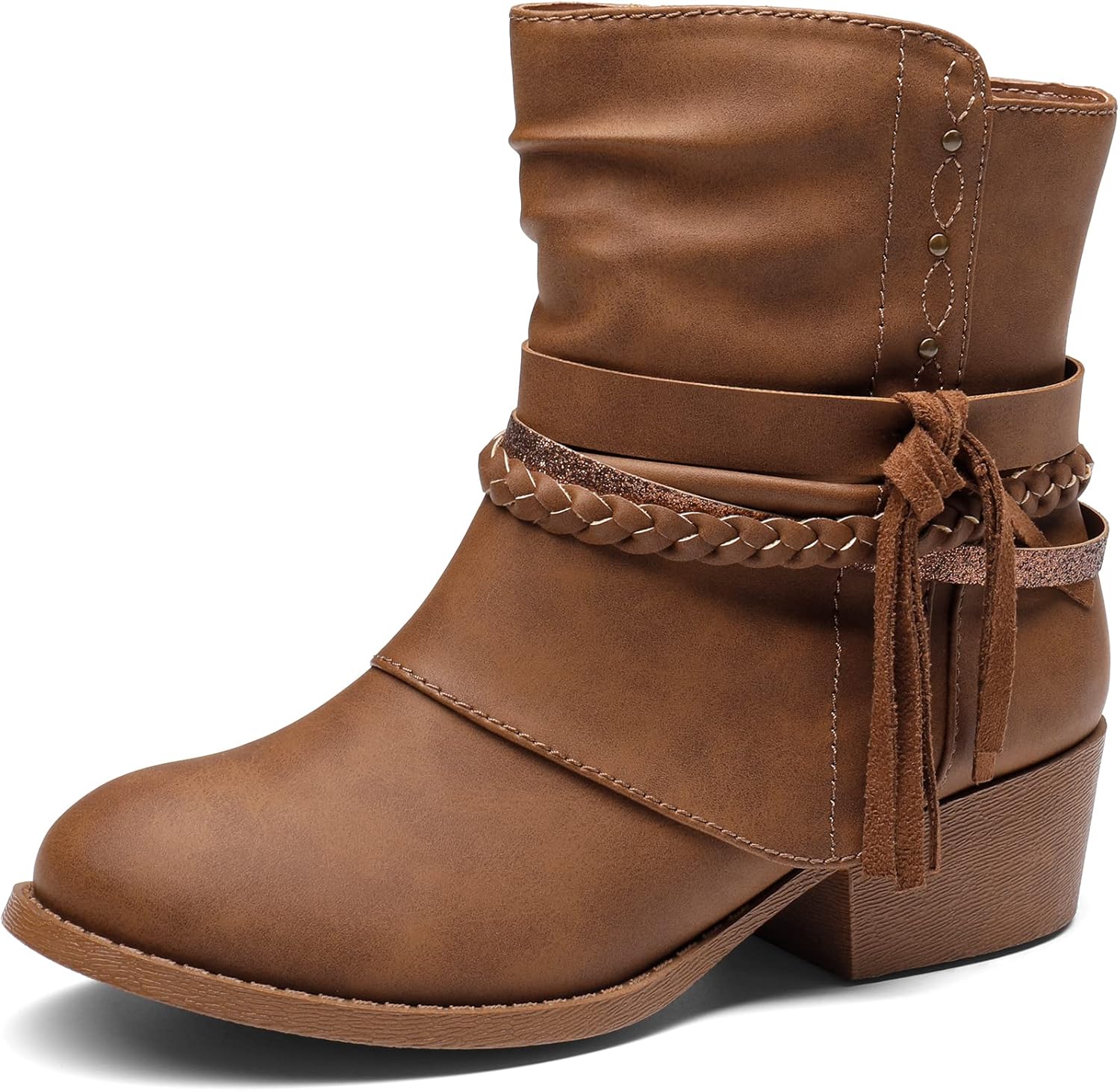 DREAM PAIRS Girls Ankle Boots, Special Side Zipper Low Heels Boots, Innovative B...