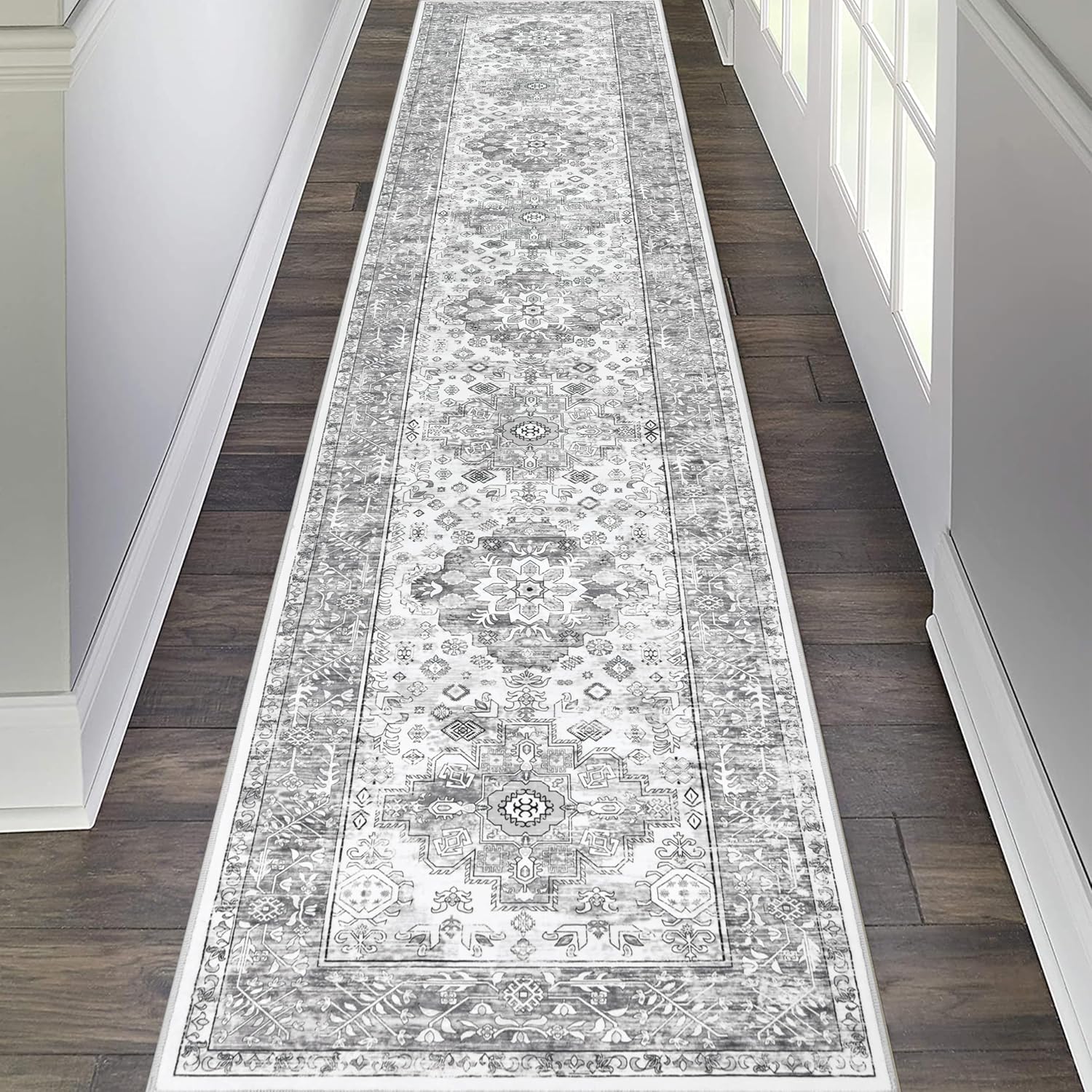 Pauwer Long Hallway Runner Rug, Unique Boho Washable Runner Rugs with Rubber Bac...