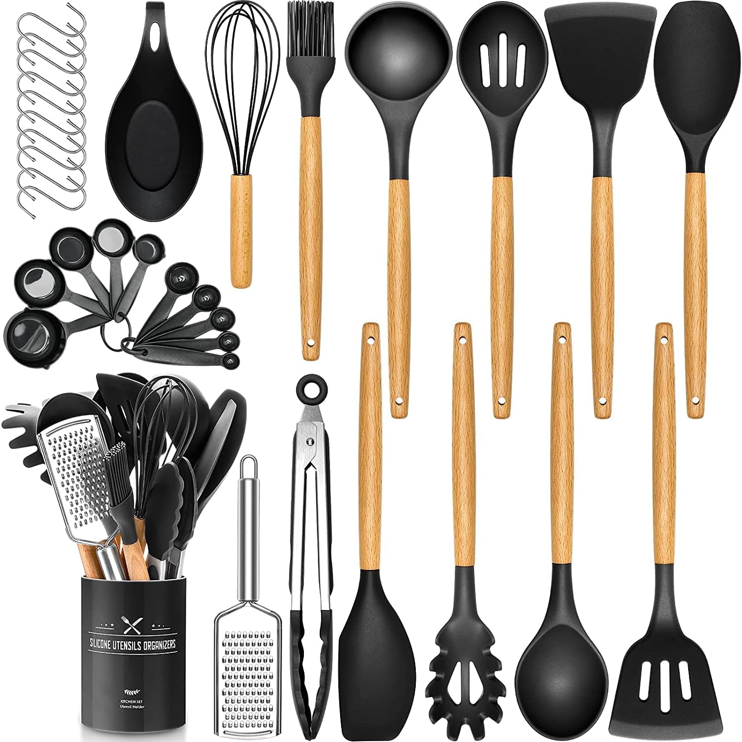 34 PCS Silicone Kitchen Cooking Utensils Set, Heat-Resistant Utensil Set with Pr...