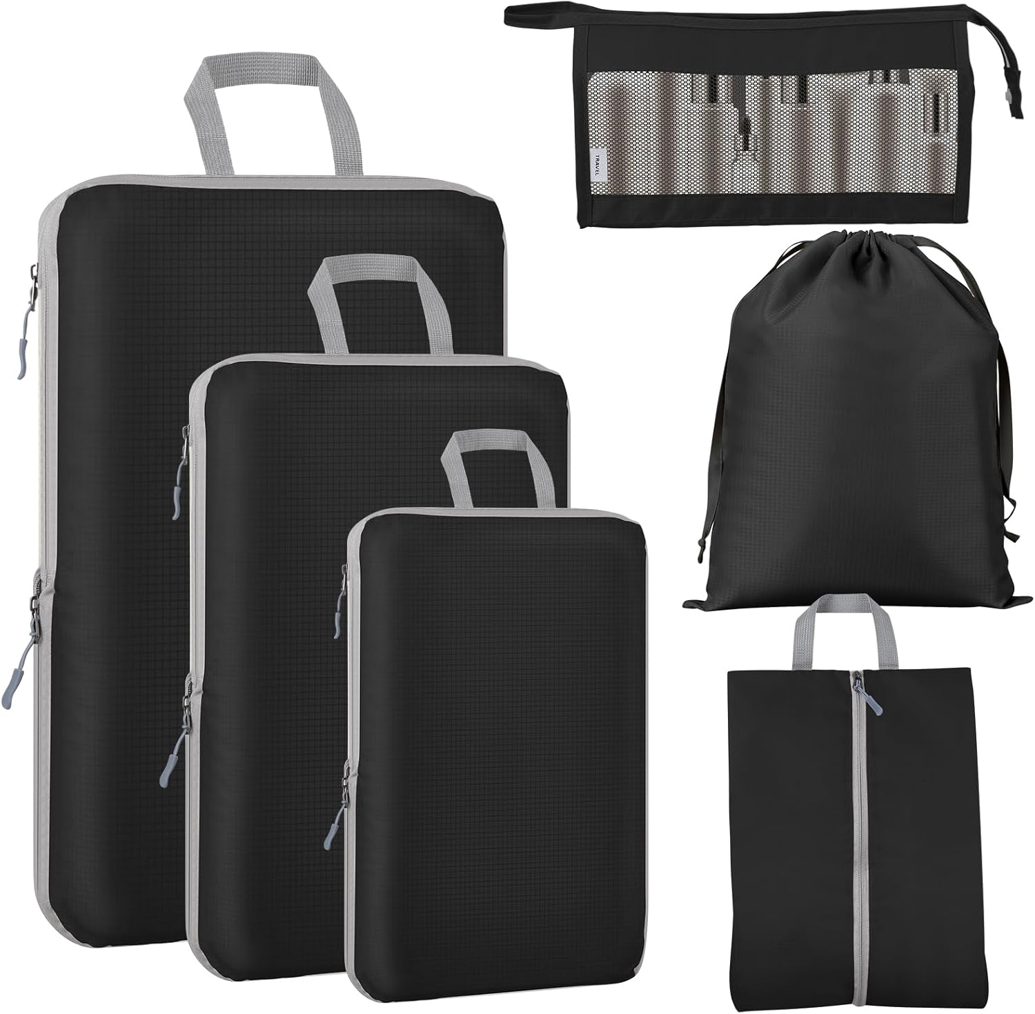 Compression Packing Cubes - GEEDIAR 6 PCS Packing Cubes for Suitcases, Extensibl...