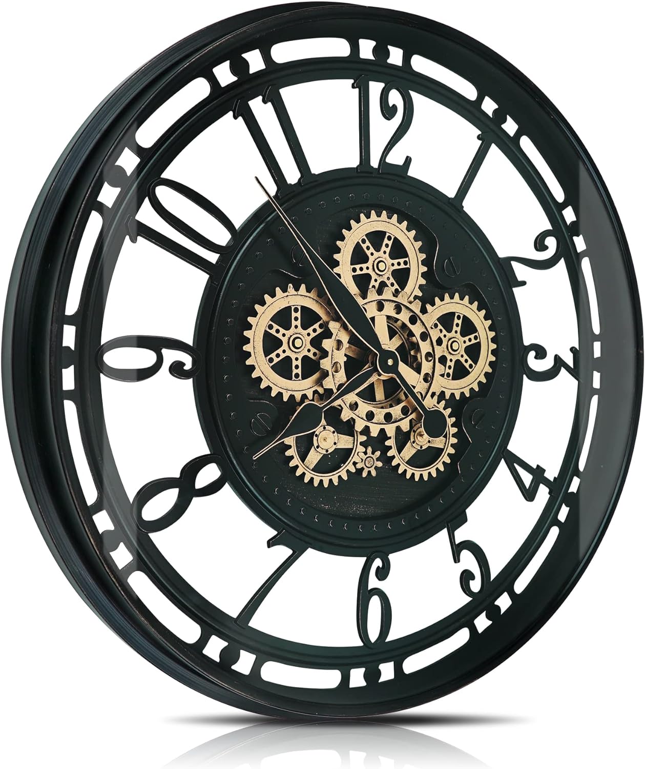 DORBOKER Moving Gears Wall Clock, Special Modern Metal Clocks for Living Room De...